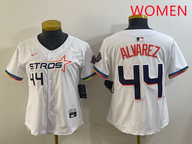 Women Houston Astros #44 Alvarez White Fourth generation Joint Name 2025 Nike MLB Jersey style 1->women mlb jersey->Women Jersey